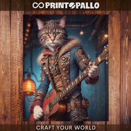 Decoupage - A steampunk cat & guitar Wrapping Paper Sheets
