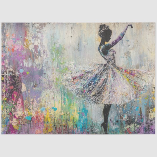 Decoupage Abstract Ballerina Vibrant Colors Tissue Paper (Front)