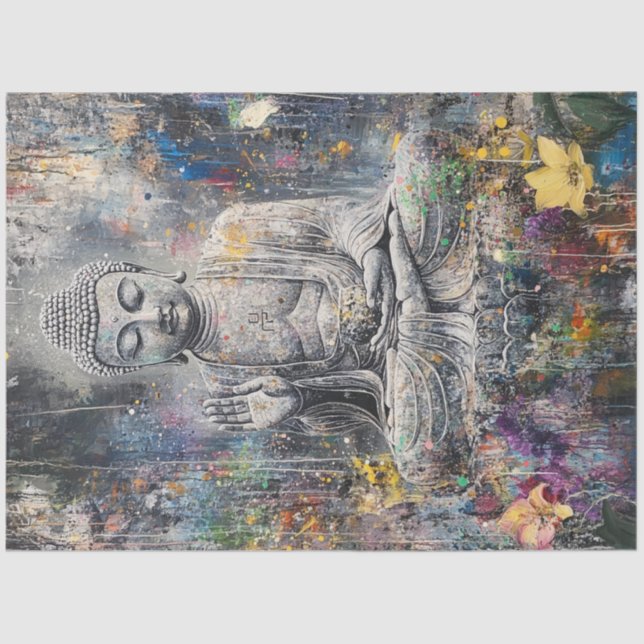 Decoupage Abstract Buddha Pose  Tissue Paper (Front)