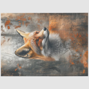Decoupage Abstract Fox Painting Autumn Forest  Tissue Paper