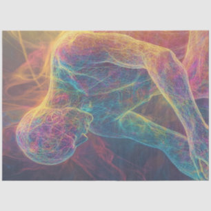 Decoupage Abstract Glowing Light Human Figure Tissue Paper