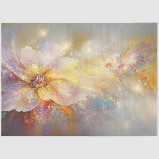 Decoupage Abstract Painting Flower & Fairy Tissue Paper (Front)