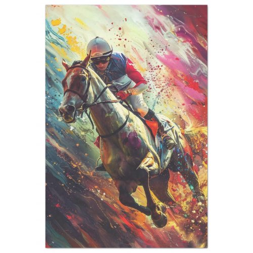 Decoupage Abstract Portrait Jockey Horse Rider  Tissue Paper