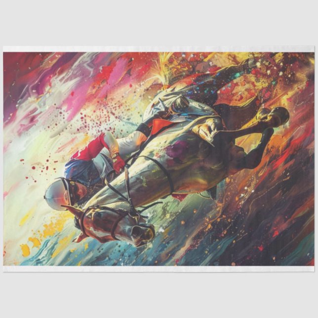 Decoupage Abstract Portrait Jockey Horse Rider  Tissue Paper (Front)