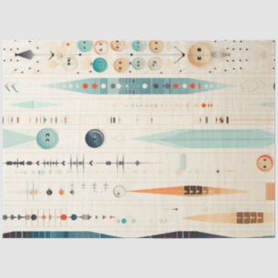 Decoupage Abstract Shapes Patterns Blue Orange  Tissue Paper