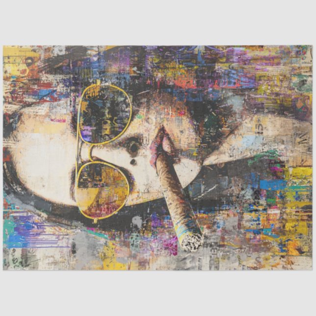 Decoupage Abstract Woman 60's Smoking  Tissue Paper (Front)