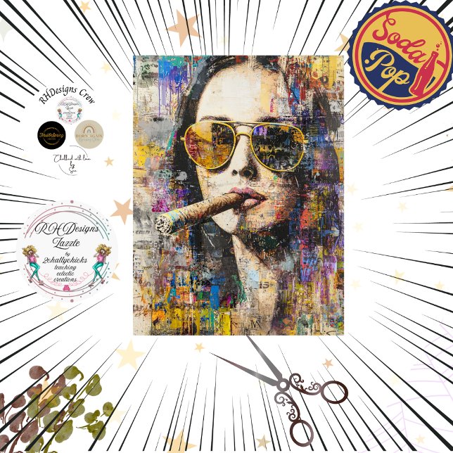 Decoupage Abstract Woman 60's Smoking  Tissue Paper (Creator Uploaded)