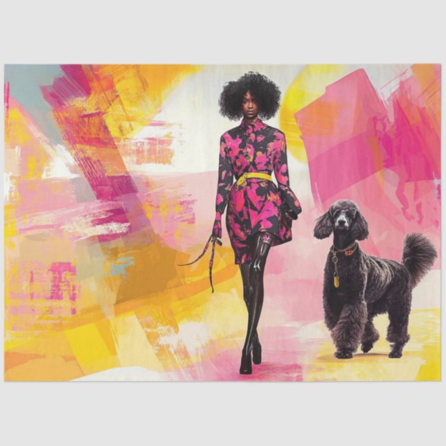 Decoupage Abstract Woman Standard Poodle.  Tissue Paper (Front)