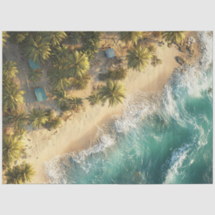 Decoupage Aerial Photo Hawaiian Beach Palm Trees Tissue Paper