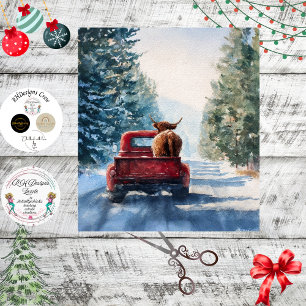 Decoupage All Cows Come Home Highland Red Truck Tissue Paper