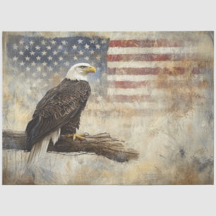 Decoupage American Flag & Bald Eagle USA Tissue Paper