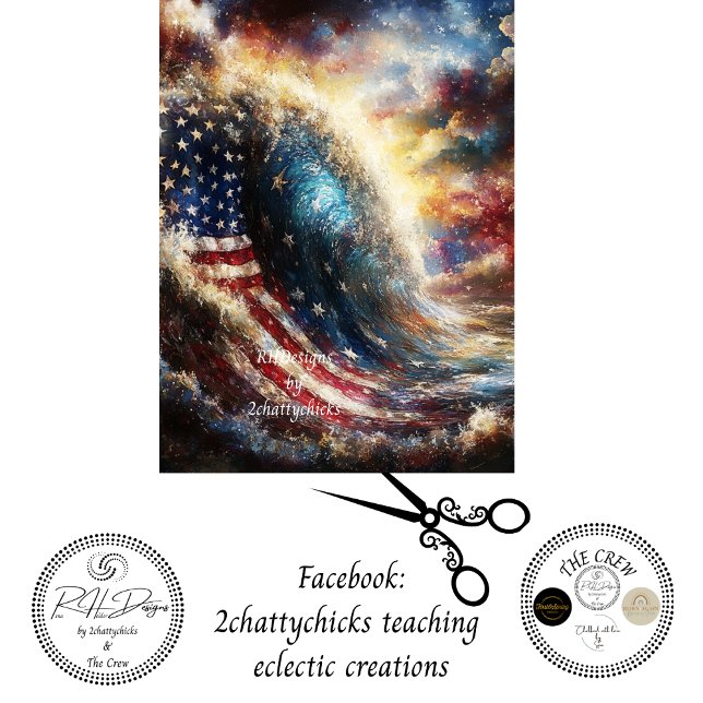 Decoupage American Flag Ocean Wave Patriotic  Tissue Paper (Creator Uploaded)