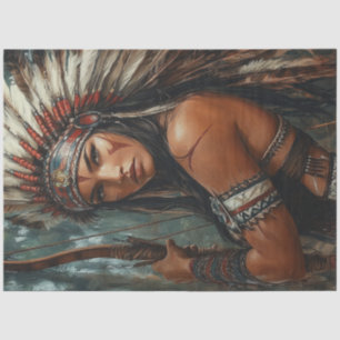 Decoupage American Indian Warrior Women Tissue Paper