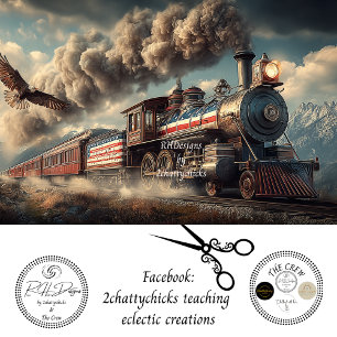 Decoupage American Locomotive With Flag & Eagle Tissue Paper