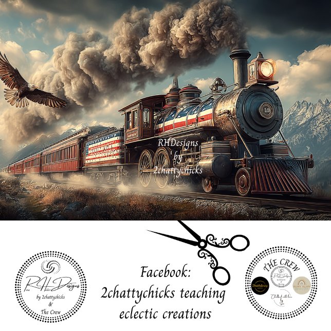 Decoupage American Locomotive With Flag & Eagle Tissue Paper (Creator Uploaded)