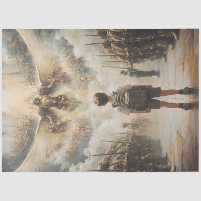 Decoupage Angelic Warrior Celestial Army  Tissue Paper (Front)