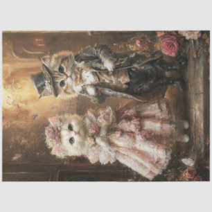 Decoupage Anthropomorphic Cats Vintage Clothing  Tissue Paper