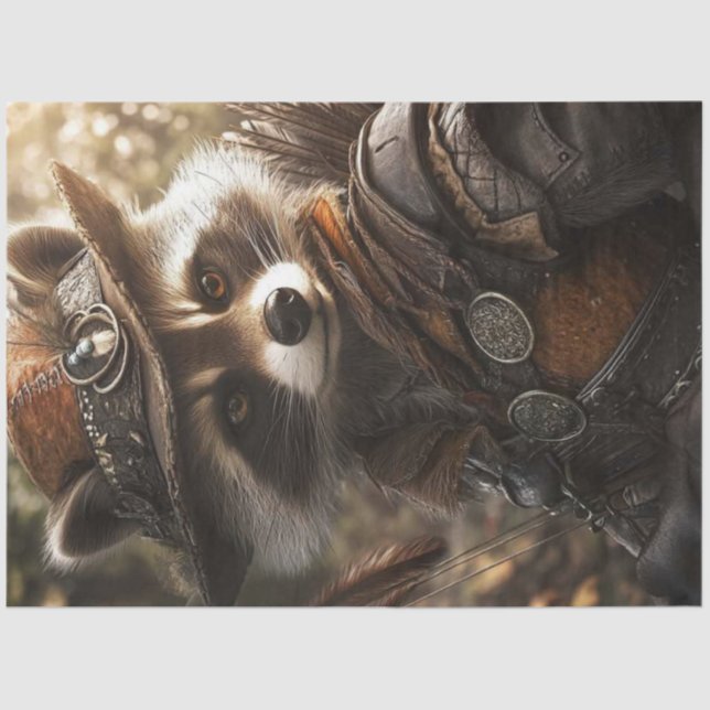 Decoupage Anthropomorphic Raccoon Robyn Hood Tissue Paper (Front)