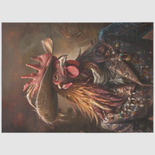 Decoupage Anthropomorphic Rooster Western Hat Tissue Paper