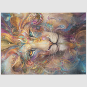Decoupage Artistic Intricate Psychedelic Lion Face Tissue Paper
