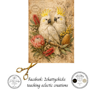 Decoupage Australian Cockatoos Botanicals Vintage  Tissue Paper