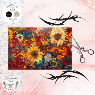 Decoupage Background Swirling Sunflower Abstract Tissue Paper