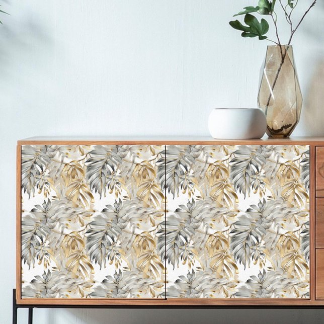 Decoupage Beautiful Silver Gold Palm Leaves Tissue Paper (Creator Uploaded)