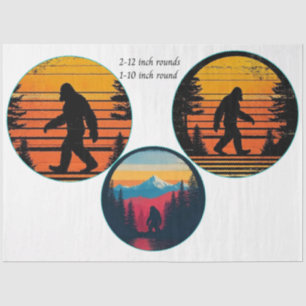 Decoupage Bigfoot Bold Orange Black 12 & 10 Inch  Tissue Paper