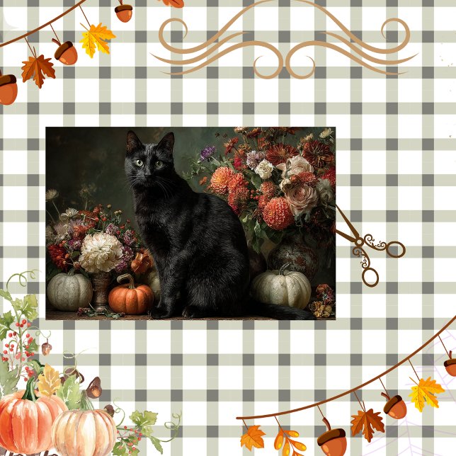 Decoupage Black Cat Fall Season Autumnal Decor Tissue Paper (Creator Uploaded)
