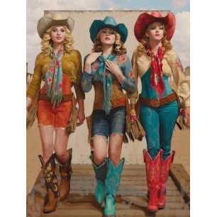 Decoupage Boot-Scootin Western Cowgirls Tissue Paper