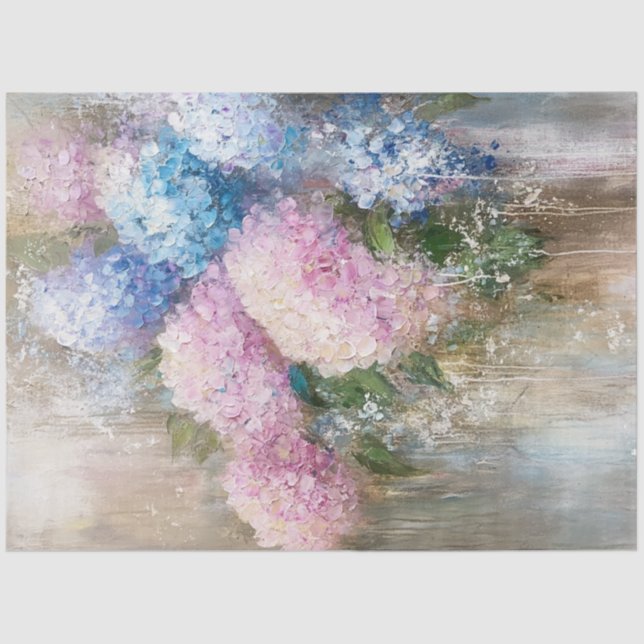 Decoupage Bouquet Hydrangeas Pastel Colors  Tissue Paper (Front)