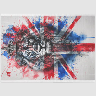Decoupage British Lion Head Flag Tissue Paper