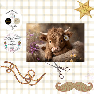 Decoupage Brown Baby Highland Wildflowers Tissue Paper