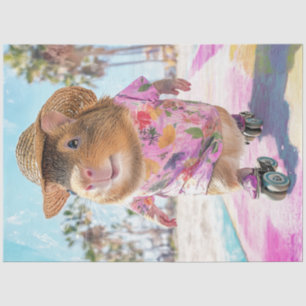 Decoupage Brown White Otter Skating at Ocean Tissue Paper