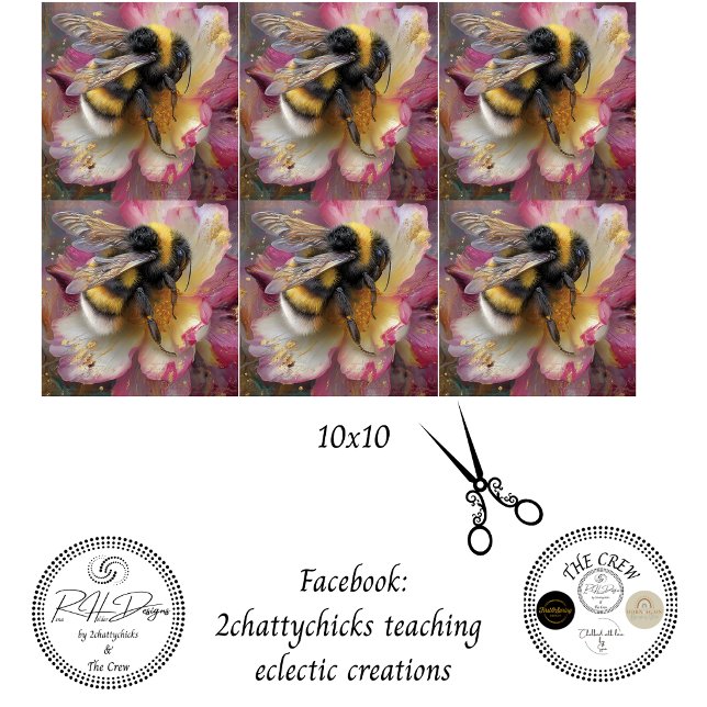Decoupage Bumblebee Floral Pink 10x10  Tissue Paper (Creator Uploaded)