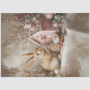 Decoupage Bunny Celebrating Easter & Christmas  Tissue Paper