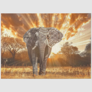Decoupage Captivating Elephant Sunset Tissue Paper