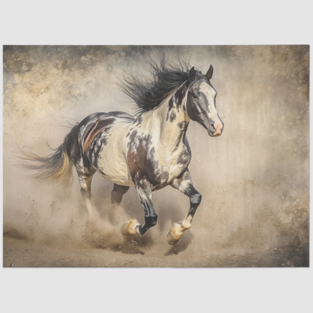 Decoupage Captivating Paint Horse Running Dusty Tissue Paper (Front)
