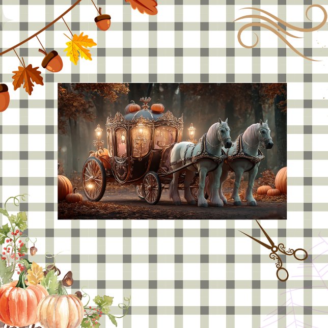 Decoupage Carriage Elegant White Horses Fall   Tissue Paper (Creator Uploaded)