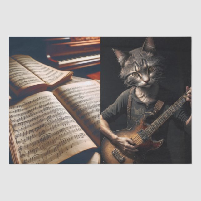 Decoupage - Cat guitar and music - Tissue Paper (Front)