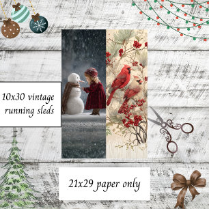 Decoupage Child Snowman Cardinals Runner Sleds Tissue Paper