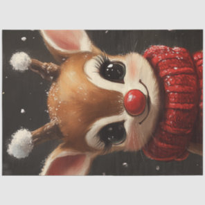 Decoupage Christmas Festive Rudolph Reindeer Tissue Paper