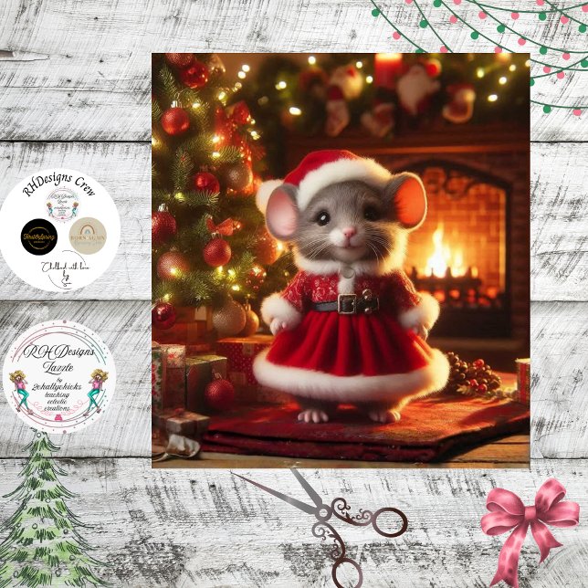 Decoupage Christmas Mouse Santa Suit  Tissue Paper (Creator Uploaded)