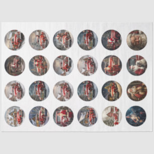 Decoupage Christmas Santa Truck Coasters Tissue Paper