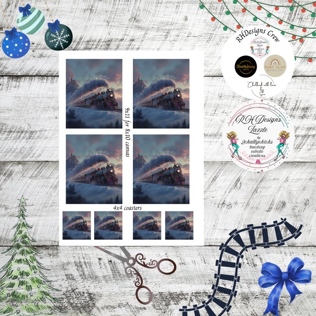 Decoupage Christmas Train Winter Scene Ireland  Tissue Paper (Creator Uploaded)