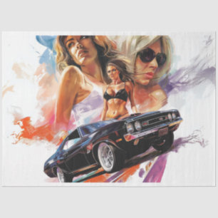 Decoupage Classic Car Vintage Poster Tissue Paper