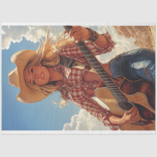Decoupage Classic Poster Country Girl Musician Tissue Paper