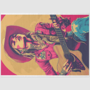 Decoupage Classic Poster Nashville Girl Guitarist Tissue Paper