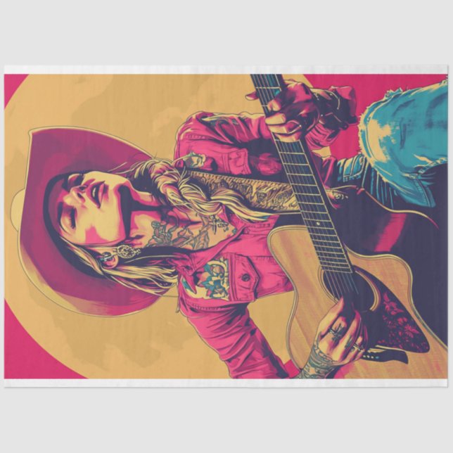 Decoupage Classic Poster Nashville Girl Guitarist Tissue Paper (Front)