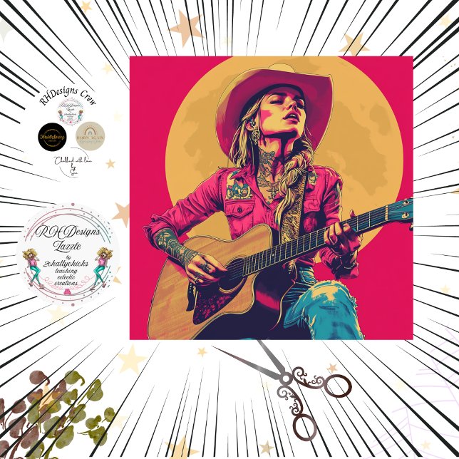 Decoupage Classic Poster Nashville Girl Guitarist Tissue Paper (Creator Uploaded)